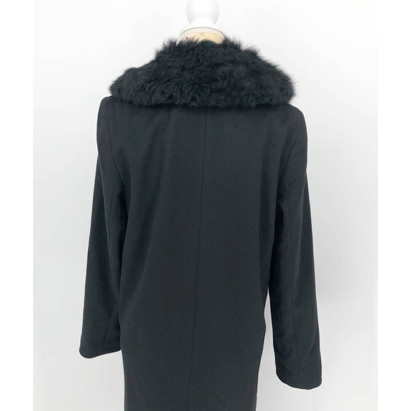 Sofia Cashmere Women Long Full Length Coat 6 Black Fur Collar Wool Cashmere NWOT - Picture 8 of 13